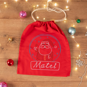 Saculet personalizat brodat "Santa"