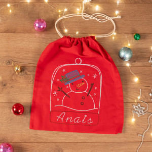Saculet personalizat brodat "Snowman"