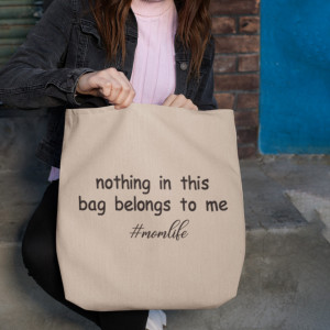Geanta bumbac organic brodata personalizata "Mom life"