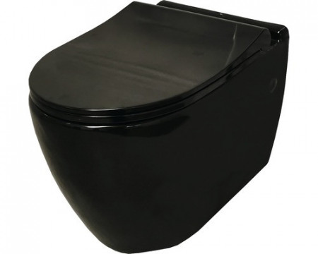 UNO, Vas wc suspendat, cu capac Soft-Close, sistem Rimless, Negru