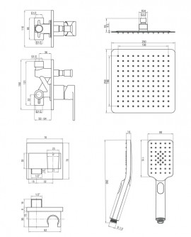 ALPINIA Set de dus incastrat cu baterie , para de dus, si dispersor fix