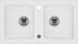 Chiuveta Granit ZORBA ALABASTER METALIC GRANITE SINK 2 BOWLS WITH FITTING