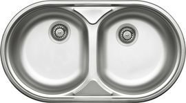 DUET 2-BOWL S/S SINK WITHOUT DRAINING BOARD, WITH FITTINGS, DECOR