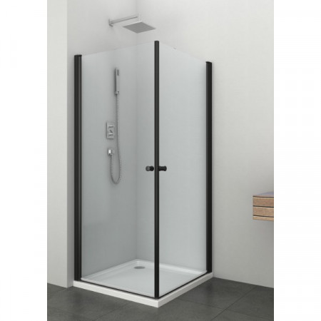 Cabina de dus cu usa batanta finisaj negru Brava Black - sticla 6mm