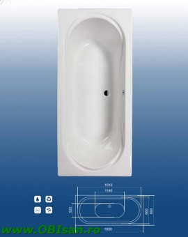 Caracas 180 Kit montaj (Set picioare + Sistem de scurgere cu preaplin automat PVC + sistem de prindere la perete)