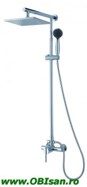 Set de dus: dispersor - 3 functii furtun si baterie de dus, crom , fara dispersor fix