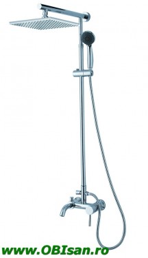Set de dus: dispersor - 3 functii, furtun si baterie de dus, crom, fara dispersor fix