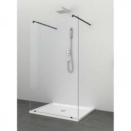 Paravan de dus finisaj negru tip Walk-in Sanotechnik Freedom I Black - sticla 8mm