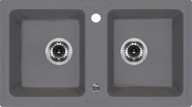 Chiuveta Granit ZORBA GREY METALIC GRANITE SINK 2 BOWLS WITH FITTING