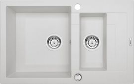 RAPIDO Chiuveta Granit ALABASTER METALIC GRANITE SINK 1,5 BOWLS WITH DRAINER WITH FITTING