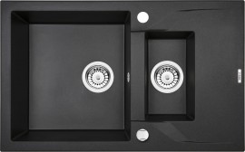 ANDANTE GRAPHITE METALIC GRANITE SINK 1,5 BOWLS WITH DRAINER WITH FITTING