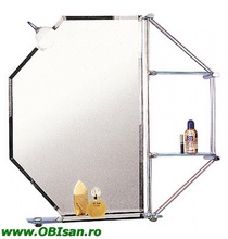 Oglinda cu iluminare normala sau iluminare cu halogen si 3 etajere 80x80 cm