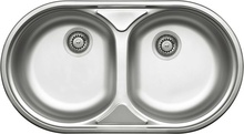 DUET chiuveta inox cu 2 cuve fara picurator finisaj satin