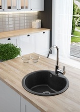 FIESTA Chiuveta Granit 1-BOWL SINK, ROUND, WITH FITTINGS, GRAPHITE GRANITE