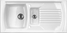 LUSITANO chiuveta ceramica cu picurator si cuva 1 + 1/2