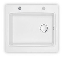 MODERN 1-BOWL SINK WITHOUT DRAINING BOARD, WITH FITTINGS, ALABASTER GRANITE