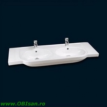 Lavoar ceramic dublu pentru mobilier alb 130x46,5x17,5