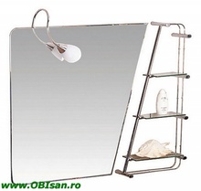 Oglinda cu iluminare normala sau iluminare cu halogen si 3 etajere 90x75 cm