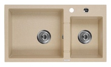 PIVA Chiuveta Granit SINK TWO BOWLS WITH DRAINING BOARD, WITH FITTING, SANDY GRANITE