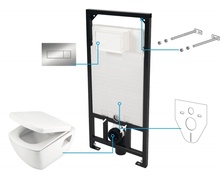 Anemon Set 6 in 1 vas WC, capac, cadru, clapeta, sistem prindere si membrana acustica