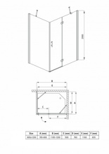 Cabina de dus dreptunghiulara formata din parte fixa si usa cu balamale 90*120 kta045p Abelia