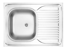 TANGO 1-BOWL LAY-ON S/S SINK WITH DRAINING BOARD, 800X600, WITH FITTINGS, DECOR