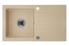 ZORBA 1-BOWL SINK WITH DRAINING BOARD, WITH FITTINGS, SANDY GRANITE