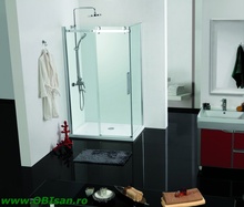 Cabina de dus dreptunghiulara, cu 1 usa culisanta + 1 parte fixa crom 120*80