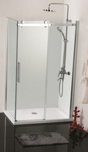 Cabina de dus dreptunghiulara, cu 1 usa culisanta + 1 parte fixa crom 140*90