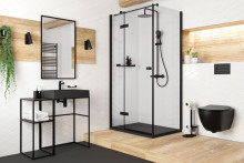 Jasmin Nero set de dus cu baterie termostatata, para de dus si dispersor fix