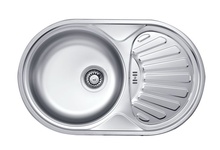 TWIST 1-BOWL S/S SINK WITH DRAINING BOARD, WITH FITTINGS, SATIN