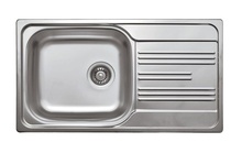 XYLO 1-BOWL S/S SINK WITH DRAINING BOARD, WITH FITTINGS, SATIN