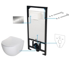 Peonia Set 6 in 1 vas WC, capac, cadru, clapeta, sistem prindere si membrana acustica