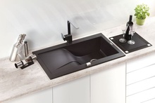 Chiuveta Granit RAPSODIA 1-BOWL SINK WITH DRAINING BOARD, WITH FITTINGS, METALLIC GRAFITE GRANITE