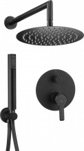 Set de dus incastrat cu baterie , para de dus, si dispersor fix din seria Arnika Nero