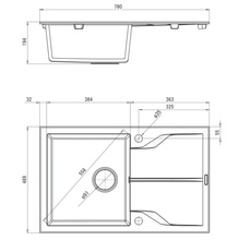 ANDANTE ALABASTER GRANITE SINK ONE BOWL WITH DRAINER WITH FITTING