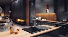 ANDANTE GRAPHITE GRANITE SINK ONE BOWL WITH DRAINER WITH FITTING