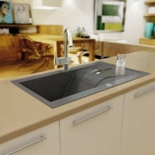 Chiuveta Granit RAPSODIA 1-BOWL SINK WITH DRAINING BOARD, WITH FITTINGS, METALLIC GRAFITE GRANITE
