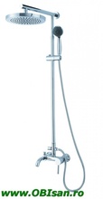 Set de dus: dispersor - 3 functii, furtun si baterie de dus, crom, fara dispersor fix