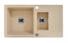 ZORBA 1,5-BOWL SINK WITH DRAINING BOARD, WITH FITTINGS, SANDY GRANITE