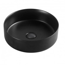 Lavoar ceramic, montaj pe blat, Negru-Mat rotund