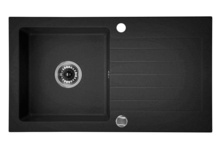 ZORBA 1-BOWL SINK WITH DRAINING BOARD, WITH FITTINGS, GRAPHITE GRANITE