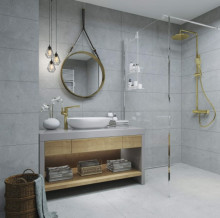 Cascada Arnika Gold set de dus cu baterie, para de dus si dispersor fix forma rotunda finisaj auriu NAC_Z1QK