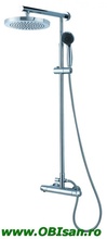 Set de dus: dispersor - 3 functii, furtun si baterie cu termostat de dus crom fara dispersor fix