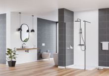 Cascada Arnika Titanium set de dus cu baterie, para de dus si dispersor fix forma rotunda finisaj antracit