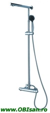 Set de dus: dispersor - 3 functii, furtun si baterie cu termostat de dus crom fara dispersor fix