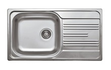 XYLO 1-BOWL S/S SINK WITH DRAINING BOARD, WITH FITTINGS, DECOR