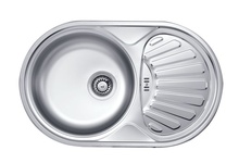 TWIST 1-BOWL S/S SINK WITH DRAINING BOARD, WITH FITTINGS, DECOR