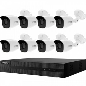 Kit HikVision HiWatch 8 Camere Bullet Metalice 4MP IR 20m MK-H028