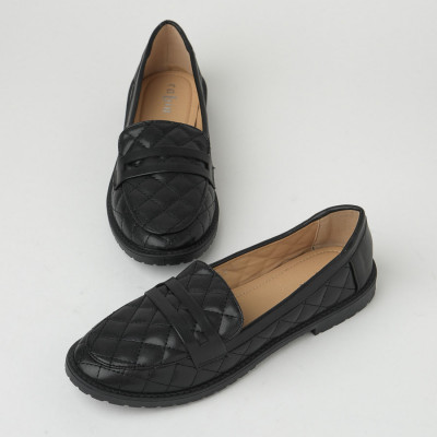 Ravne ženske cipele/mokasine C129 crne